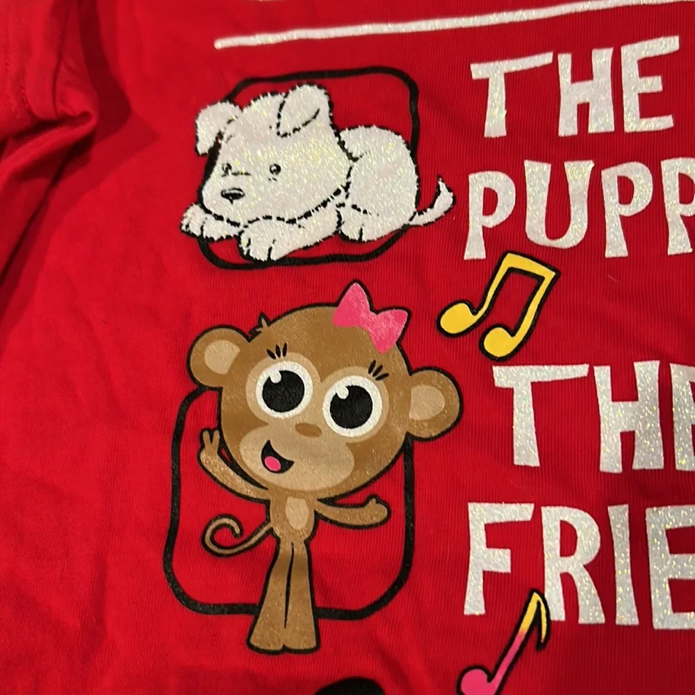 NWT Justice All I want For Christmas Puppy Friends Candy Red White Top 18